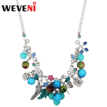 WEVENI Enamel Alloy Bead Fruit Bird Necklace Chain Long Pendant Fashion Vintage Jewelry For Women Girls Bijoux Party Accessories 2024 - buy cheap