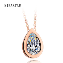 New Classical Austria crystals Tear Drop Necklace Stainless Steel Rose Gold Color Necklace & Pendants Fashion Jewelry 2024 - buy cheap