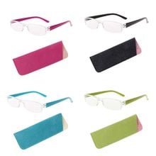 Unisex Lightweight Clear Slim Fashion Rimless Reading Glasses 1.00-4.00 Diopter Eyewear With Leather Case 2024 - buy cheap