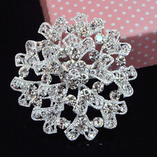 sparkly clear crystals rhinestone wedding bridal floral pins brooches hot selling silver color pins 2024 - buy cheap