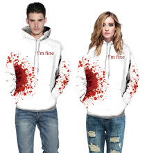 Dia das bruxas Unisex Digital Impresso Hoodies Das Mulheres Dos Homens Outono Magro Camisola Cosplay Casal Amantes Do Crânio moletom Com Capuz 2024 - compre barato