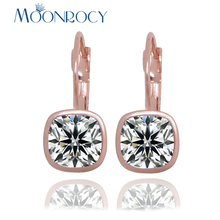 MOONROCY Cubic Zirconia CZ Square Crystal Dangle Earrings For Women Rose Gold / Silver Color Gift Drop Shipping Girls Jewelry 2024 - buy cheap