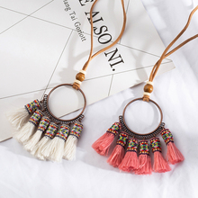 Ethnic Water Drop 5 tassel Women's necklace Bohemia Long Leather chain Sweater chain Vintage Long tassel necklaces for women 2024 - buy cheap