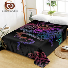 Beddingoutlet-lençol de cama dragon, colorido, estampado, para meninos, liso, preto, jogo de cama, tecidos para casa, queen 2024 - compre barato
