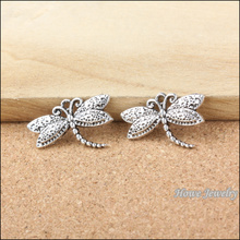 Wholesale 26 pcs ancient silver Dragonfly Pendant alloy DIY Fashion 3D charm Bracelet Necklace Jewelry accessories 20132 2024 - buy cheap