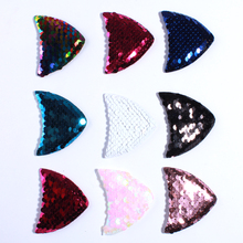 50PCS 6.3CM New Sparkling Sequins Ear Shape For Head Wear Accessories Bling Glitter Metallic Fish For Headbands Kids Birthday 2024 - buy cheap
