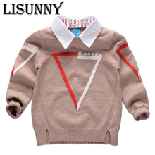 2021 Autumn Winter New Shirt collar Plaid Kids Boys Sweater Children Clothing Baby boy Cotton thick wool top Jumper Pullover 2-7 2024 - buy cheap