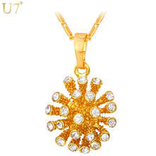 U7 Hemisphere Crystal Charm Necklace Trendy Gold Color Wholesale Round Women Jewelry Necklace&Pendant P774 2024 - buy cheap