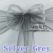 Silver Grey Color Organza Sash Chair Sash Crystal Sash Wedding Party Hotel Show Decoration Shimmer Shiny Bow Tie Chair Band 2024 - buy cheap
