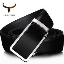 Cowether-cinturones de Metal con hebilla automática para hombre, cinturón de cuero genuino de vaca, cinturón de alto grado, nuevo estilo de moda, 2021 2024 - compra barato