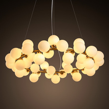 European annular Parlor modern black golden LED hanging lamp light living room foyer round glass ball balloon ring pendant light 2024 - buy cheap