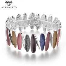 ATTRACTTO-brazalete de acero inoxidable para mujer, Pulsera de cristal para hacer joyas, brazaletes, SBR170139 2024 - compra barato