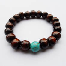 Good quality 10MM natural tur-quoise Wooden bead Buddha bracelet for men 2024 - buy cheap