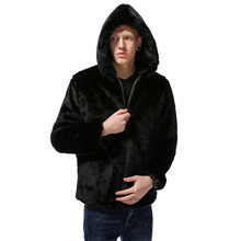Hot Men's Fur Hooded jacket Autumn and Winter Fur coat Imitation Rabbit Hair Thick Warm Coat Artificial Fur Size L XL XXL XXXL 2024 - buy cheap