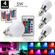 4pcs/lot 5W RGB Bulb LED Lamp E14 E27 Led Bulb with Remote Controller 16 Color LED Light Party Stage Holiday Lighting Spotligh 2024 - buy cheap