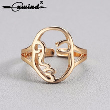 Cxwind Hiphop Abstract Face Figure Rings for Women Fashion Charm Hollow Geometric Gold Ring Jewelry Engagement Wedding Gift 2024 - buy cheap