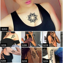 Modelo de tatuagem temporária henna, 6 tamanhos, mehndi, profissional, para pintura de mão, corpo, noiva, termos, meninas, festa 2024 - compre barato