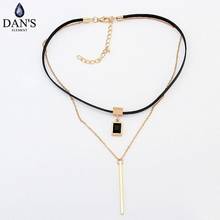 DAN'S ELEMENT New Fashion Retro Geometric star Pendant Collar Double chains leather simple choker necklace for women girl 122778 2024 - buy cheap