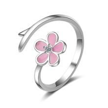 New Sweet Cherry Blossoms Flower Distorted Opening Rings For Women Girls Jewelry Party Gift Anillos SAR65 2024 - buy cheap
