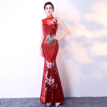 Vestido de festa cheongsam para mulheres, vestido feminino elegante estilo chinês, moda oriental, 2019 2024 - compre barato