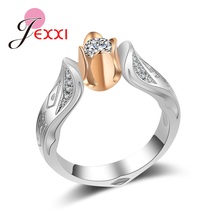 Anillos románticos de Plata de Ley 925 auténtica para mujer, joyas de boda con flores, joyería rellena de circonia cúbica, accesorios 2024 - compra barato