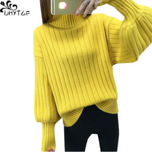 UHYTGF зимний свитер женский корейский Модный пуловер вязаный водолазка плюс размер Топ женский длинный рукав эластичная теплая одежда 308 2024 - купить недорого