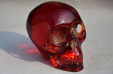 11.5 cm */ Elaborate Collectible Decorate Handwork Old artificial amber resin skull statue 2024 - buy cheap