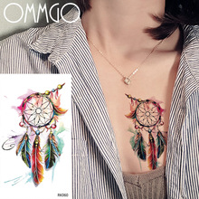 OMMGO Colorful Dream Catcher Feather Temporary Tattoos Sticker Lucky Totem Pendant Fake Tatoos Custom Tattoo Waterproof Body Art 2024 - buy cheap