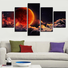 Canvas Wall Art Decor Modern 5 Pieces HD Printing Red Earth Planet And Cloud Night View Painting Modular Abstract Picture Poster 2024 - buy cheap