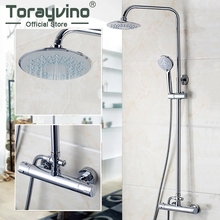 Torayvino-grifo de ducha de baño de lujo, cromado pulido, montado en la pared, ducha de lluvia, mezclador de agua caliente y fría, grifo de alta calidad 2024 - compra barato