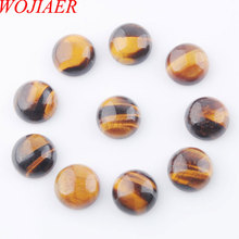 WOJIAER Tiger's Eye Round 12mm Cabochon Beads Natural Stone Healing Bead Fit for Women Men DIY Handmade Jewelry 50PCS PU8201 2024 - buy cheap