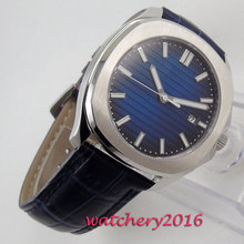 39 мм синий стерильный циферблат сапфировое стекло Дата светящийся автоматический механизм мужские часы 2024 - купить недорого