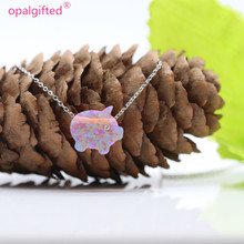 1pc Hot Selling Pink pig Opal with cz for eye Pendant Necklace O Chain 925 Sterling Silver Synthetic Opal pig Necklace for gift 2024 - buy cheap