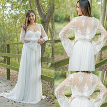 Elegant Long Sleeve Front Open Bridal Bolero Jacket Short Lace Appliques Top Wedding Accessories Wraps Cape Handmade Jackets 2024 - buy cheap