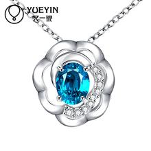 New style silver plated Crystal pendant necklace for women jewelry zircon Luxurious wedding Bridal Jewelry 2024 - buy cheap