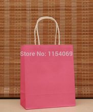 50 unids/lote bolsa de papel rosa profundo 18x15x8 cm bolsa de embalaje de regalo de Boutique reciclable bolsa de papel Kraft bolsas de regalo con mango 2024 - compra barato
