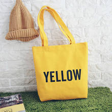 women canvas bag Ladies Handbag Girls Shoulder Bag Black Yellow color letters printing Shopping Bag Fashion funny casual large 2024 - buy cheap