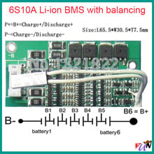 Placa de proteção de bateria bms pcm 6s, 10a, 22.2v, li-ion, bms, pcm com equilíbrio para cortador de grama, bateria de íon de lítio, li-ion 2024 - compre barato