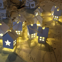 Cadena de luces LED con forma de casa de madera, guirnalda de luces para decoración de interiores, fiesta de boda y vacaciones, 1,5 m/3m 2024 - compra barato