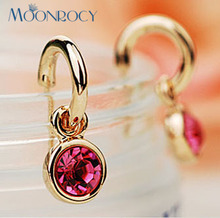 MOONROCY Drop shipping Zirconia Rose Gold Color Crystal Earrings fashion Stud Earrings rose red crystal girl women 2024 - buy cheap
