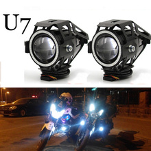 Led Motorcycle Headlight U7 125W 12V 2pcs 125W Motorbike Spotlight Angel Eyes Auxiliary Bright Driving Fog Head Light moto light 2024 - buy cheap