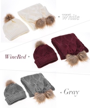 2016 Fashion Women Knitted Hats and Scarf Winter Outdoor Warm Casquette Femme Ful PomPom Hats Casual Cap and Scarf Set 2024 - buy cheap