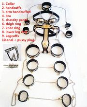11pcs/set Stainless Steel female chastity,Whole body bdsm bondage restraints female chastity belt handcuffs adult sex slave game 2024 - buy cheap