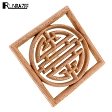 RUNBAZEF Home Decoration Accessories Furniture Wood Appliques Woodcarving Corner Decal Wooden Decor Wall Door Miniature Figurine 2024 - buy cheap