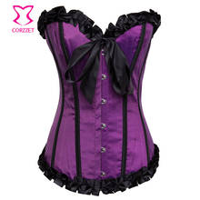 Corzzet Sexy Lingerie Satin Corset Purple Corsets and Bustiers Top Floral Lace Corselet Brocade Waist Trainer Plus Size S-6XL 2024 - buy cheap