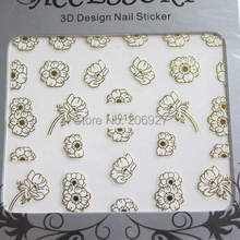 2PCS TJ018 White&Gold Nail Art Cute Sticker Nail Art Sticker 2024 - buy cheap