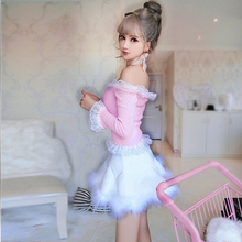 2020 Summer Sweet Lace Blouse Sexy Slash Neck off Shoulder ShirtsLolita Costume Crop Top  Ladies Long sleeved autumn costumes 2024 - buy cheap