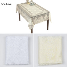 Chzimade White Color Rose Flower Lace Tablecloth Home Decoration Tablecloth Flowers Table Dust Cover Wedding Decoration 2024 - buy cheap