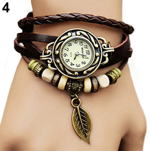 Retro Butterfly Leaf  leather Bracelet Water Quartz Hand Clock Women Wrist Watch Wristwatch 1HHB 6T33 2024 - buy cheap