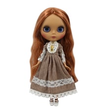 Icy dbs blyth boneca 1/6 bjd preto fosco rosto cabelo castanho nude corpo comum bl0356 2024 - compre barato